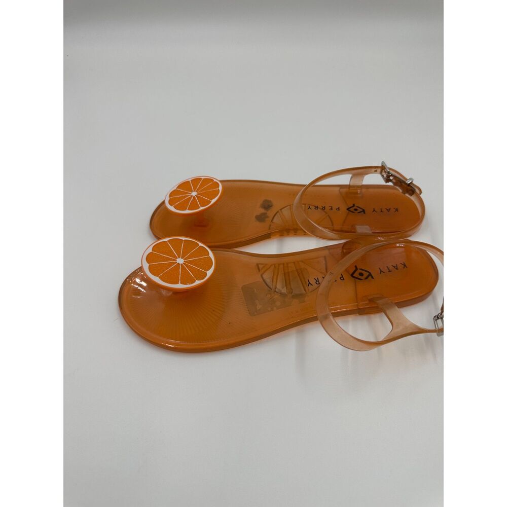 Katy Perry ORANGE Jelly Sandals Sz 8 May Be Scented Sandals w/ Straps EUC/ NWOT - Picture 4 of 9